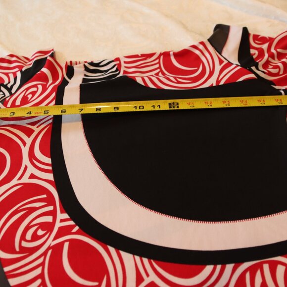 Evo Vorro Long Sleeve Red/Black/White/Grey Abstract Print Dress Size Large - Picture 4 of 11